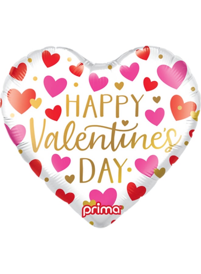 Party Camel 18" Heart Happy Valentine's Day Red, Pink, & Gold Hearts Foil Balloon - Image 1